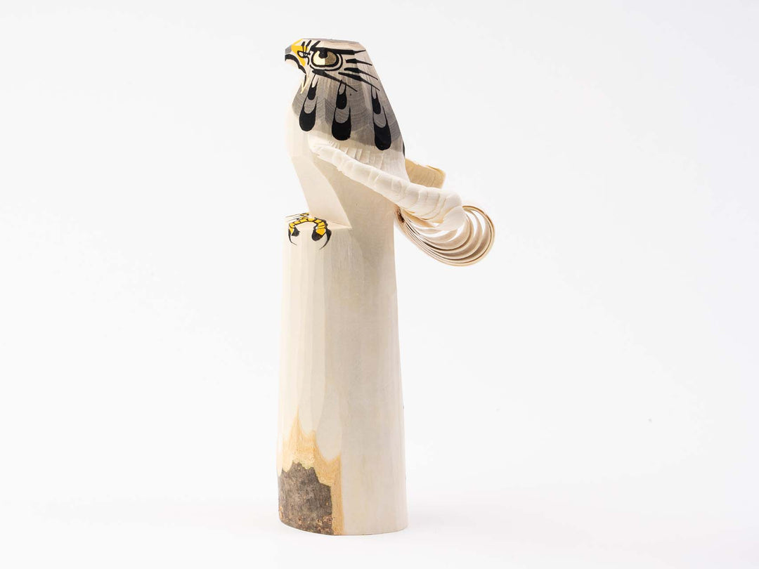 戦前/笹野一刀彫/「お鷹ぽっぽ」/木彫り/高:12.5cm/こっぱ人形