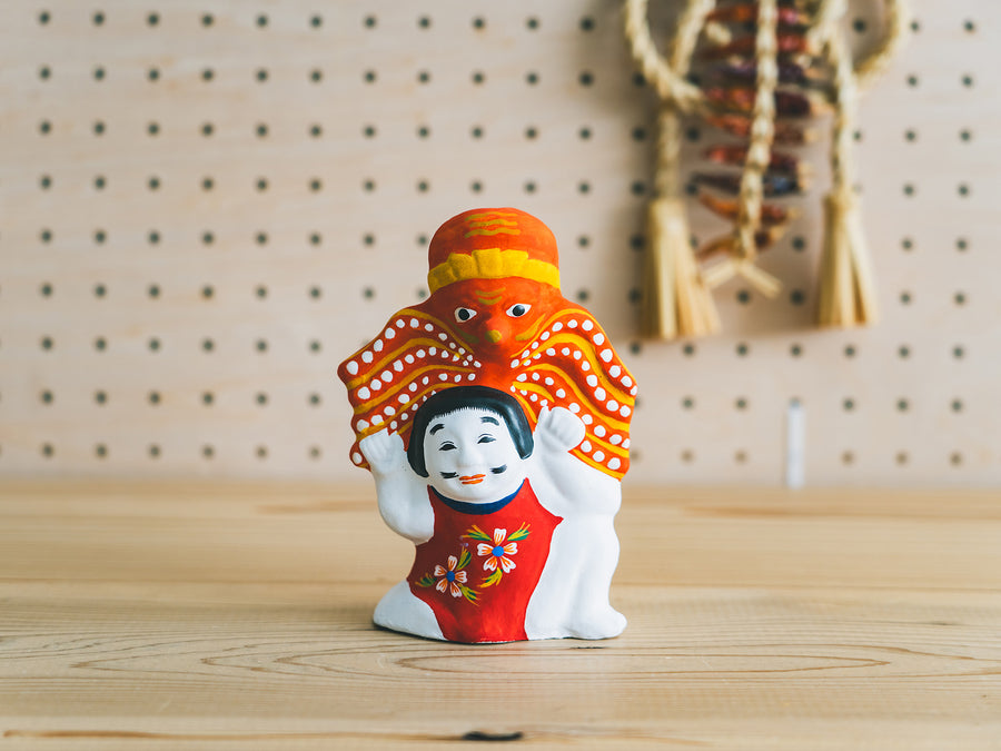 江戸時代 東北土人形 堤人形 花巻土人形 郷土玩具 /明治/時代物/古美術 古い土人形 花巻人形 明治時代 招き猫 ねこ ネコ 釜猫 泥棒猫 高22cm
