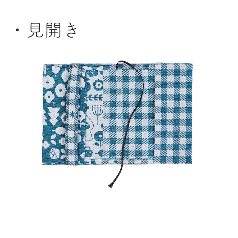 mizutama×米織小紋_【新柄】hana & check ブックカバー – 東北